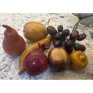 Vintage Wooden Fruit Retro MCM 7 PC Fake Faux Display Decor‎ Carved Monkey Pod
